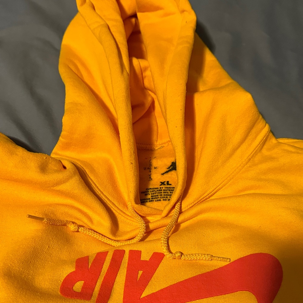 Travis Scott Jordan Nike Air Hoodie in Vibrant Yellow with Red Logo